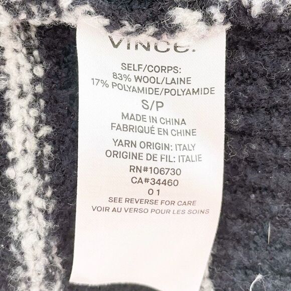 Vince Boucle Navy Blue White Striped Cardigan Open Front Small - Picture 4 of 7